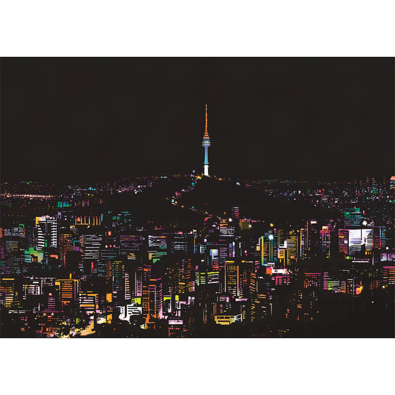 YUELU Leap Deer Colorful City Ⅲ Escena nocturna de la ciudad para adultos Pintura para raspar creativa Diy pintura para raspar hecha a mano Ventas directas de fábrica