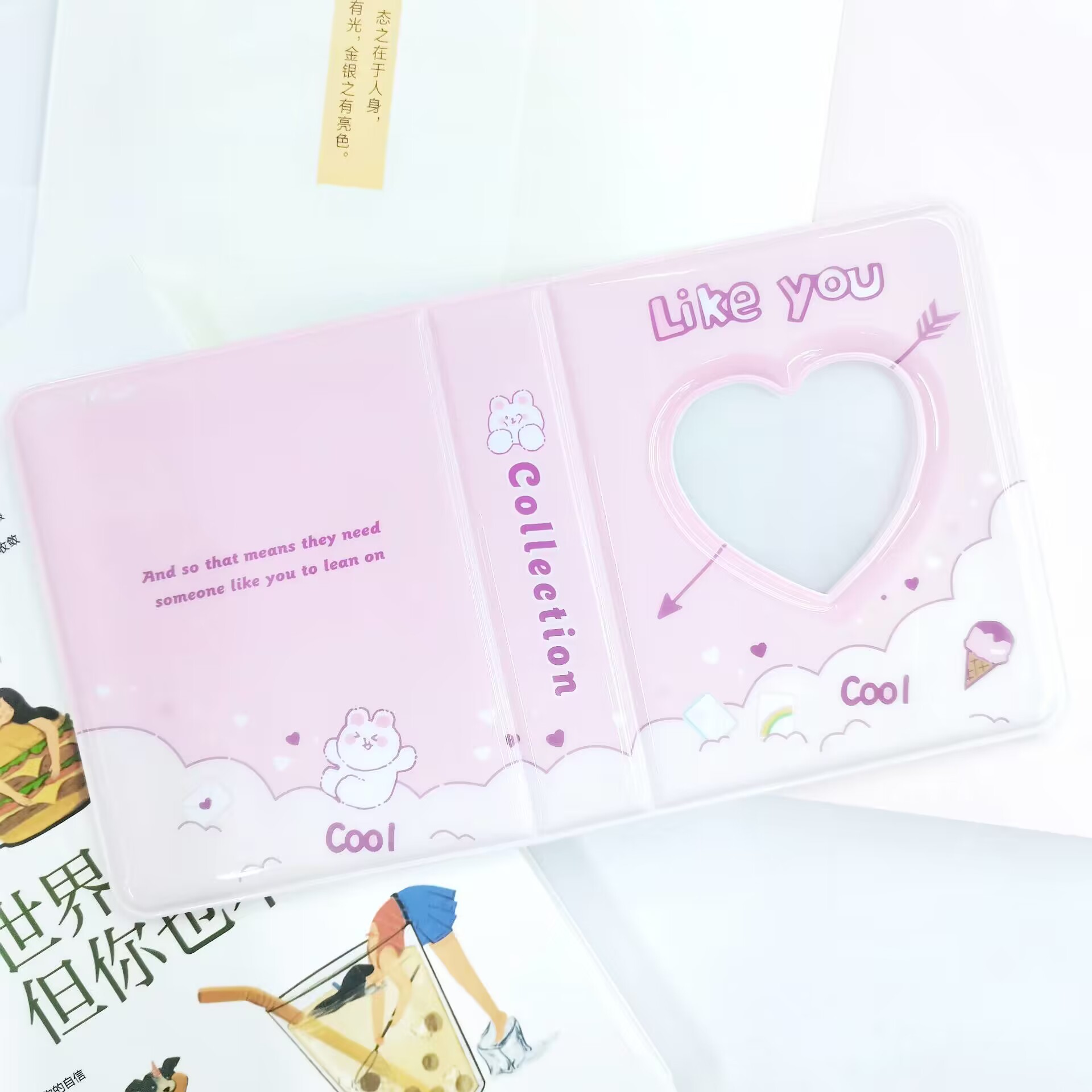 Álbum mini Polaroid de 3 pulgadas estilo Ins con letras y flechas – para coleccionar tarjetas de idols.
