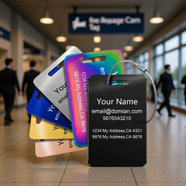 Manufacturer's Best-Selling Metal Stainless Steel Luggage Tag Card Laser Engraving White Logo Free Design Exclusive Picture