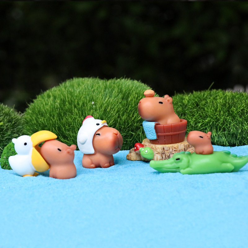 Animal encantador de simulación del delfín capibara hecho a mano muñeca micro paisaje decoración de maceta adornos de escritorio