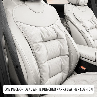 Seat cushion, seat cover: Seat Cushion, Breathable Nappa Leather - ideal-white-nappa-perforated-breathable-back-cushion-1-piece