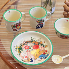 王富贵陶瓷｜可爱自制小羊送花陶瓷马克杯可爱餐盘汤盘圆盘米饭碗