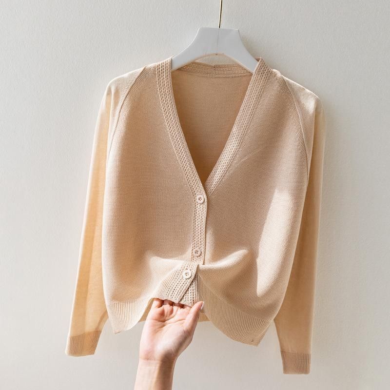 Ice Silk Knitwear Women's Cardigan Loose Shawl Sunscreen Blouse Matching Skirt Small Waistcoat Women's Top