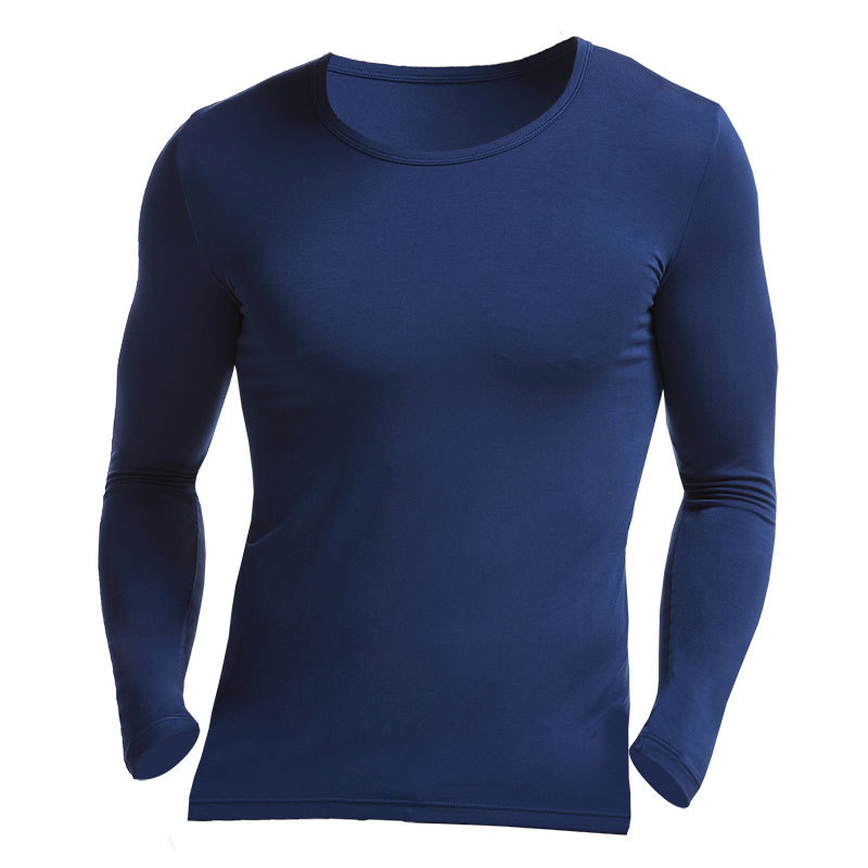 Ropa interior térmica delgada y delgada para niños de otoño e invierno, ropa de otoño de manga larga con cuello redondo para hombres, camisa básica transpirable de una sola capa