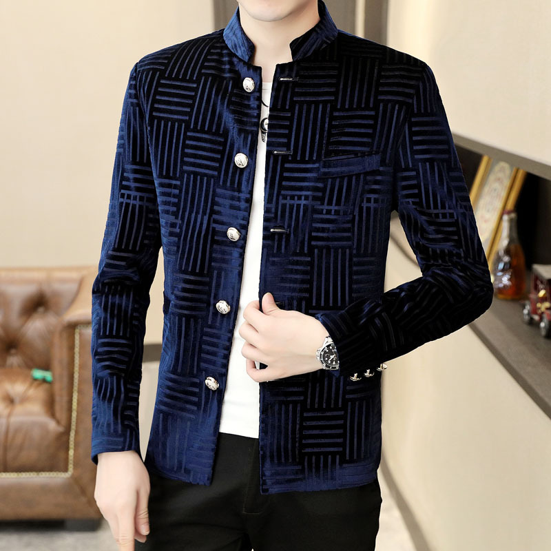 Men's May Fourth Movement Youth Suit Retro Republic of China Clothing Modified Zhongshan Suit Men's Single-Breasted Stand Collar Jacket