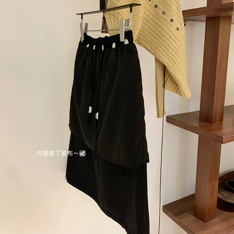 WGWE7272波点直筒松紧抽绳设计后开又百搭短裙|undefined