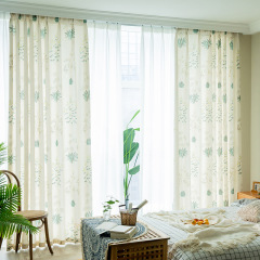 North European minimalist cotton linen printed curtains finished cross-border Shopee Wish AliExpress curtains semi-private living room bedroom