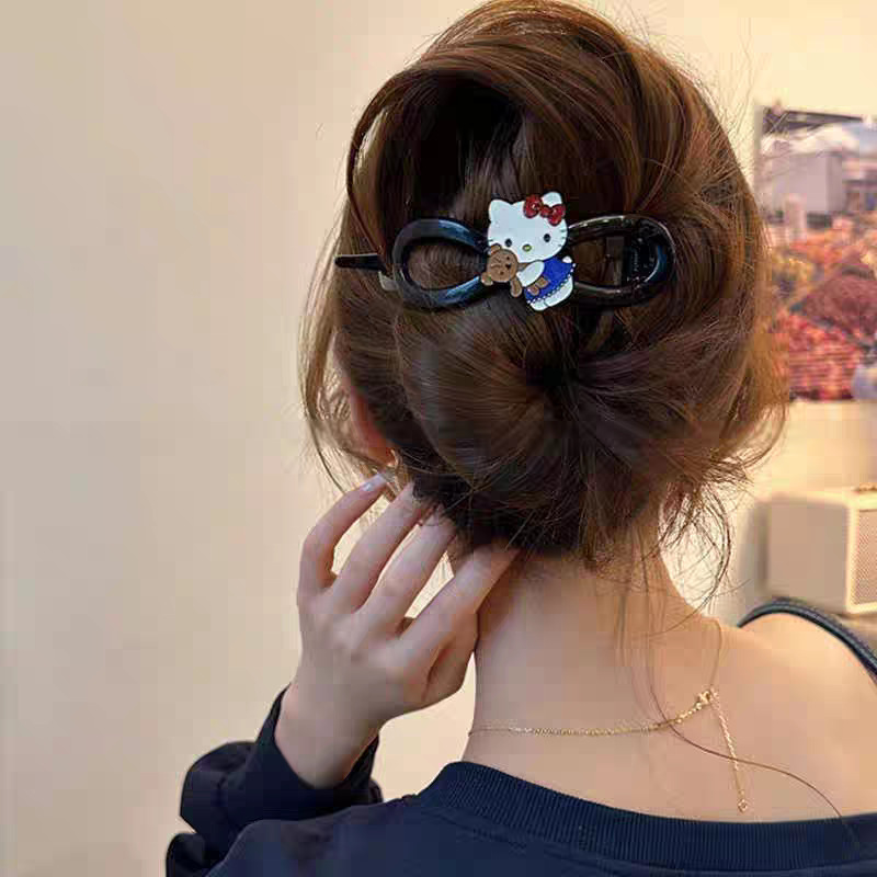 後頭部にツイストクリップが付いた新しいスタイルのワンラインヘアクリップ、軽い高級感と高級感のあるヘアクリップ、女性用のアヒルのくちばしクリップヘッドドレス|undefined