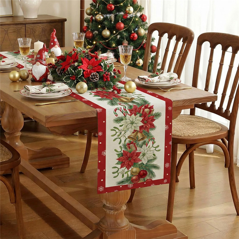Banderas de mesa de Navidad transfronterizas personalizadas multipatrón impresas bandejas de decoración de mesa de fiesta doméstica tela de mesa image 3