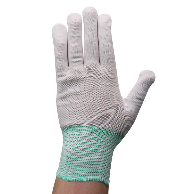 Guantes de nylon de 13 pines para hombres y mujeres de protección de trabajo de jardín Delgado Guantes de cuentas de PVC guantes de protección laboral de trabajo sin polvo