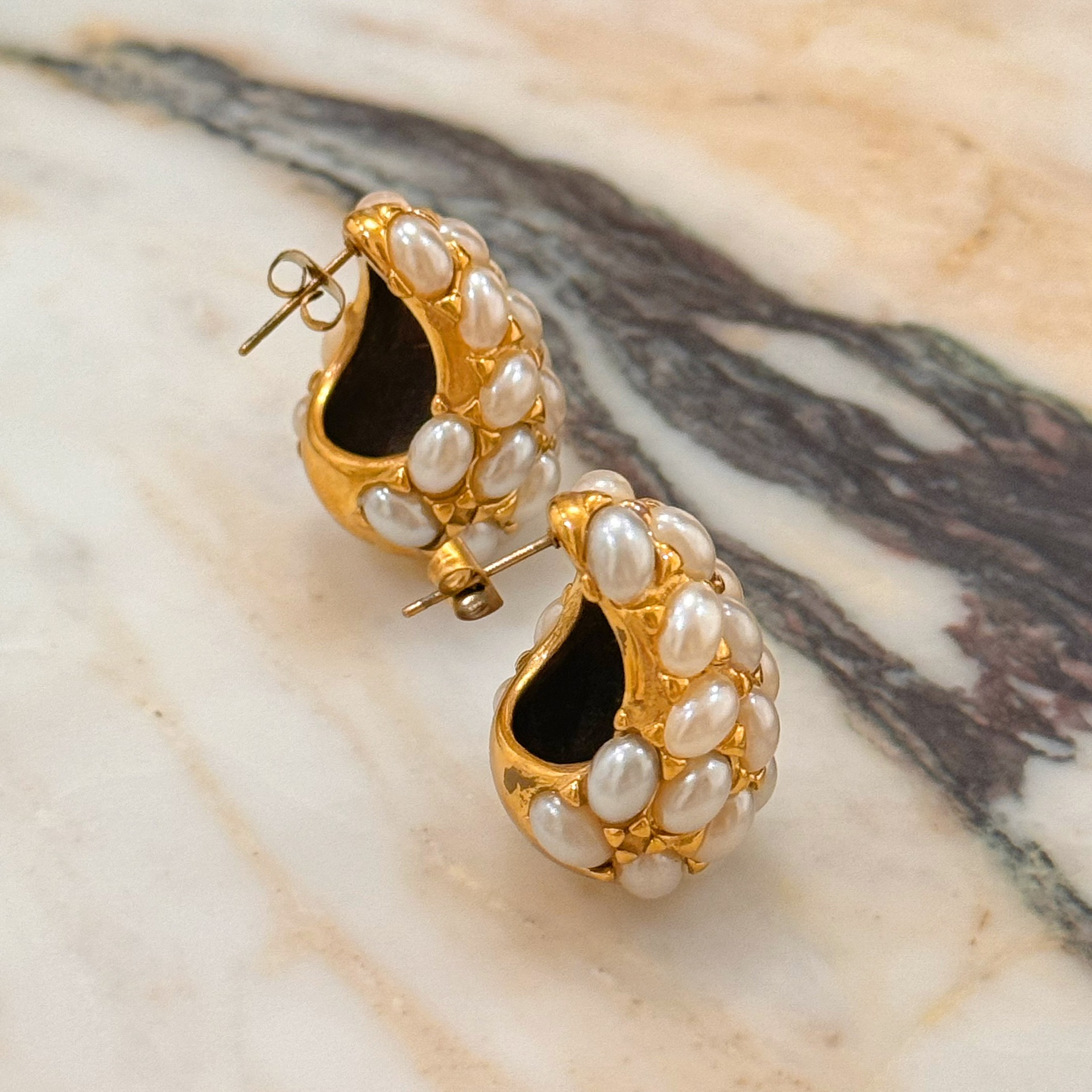 Water Droplets Pattern 1 Pair Simple Style Water Droplets Plating Inlay Titanium Steel Pearl Ear Studs