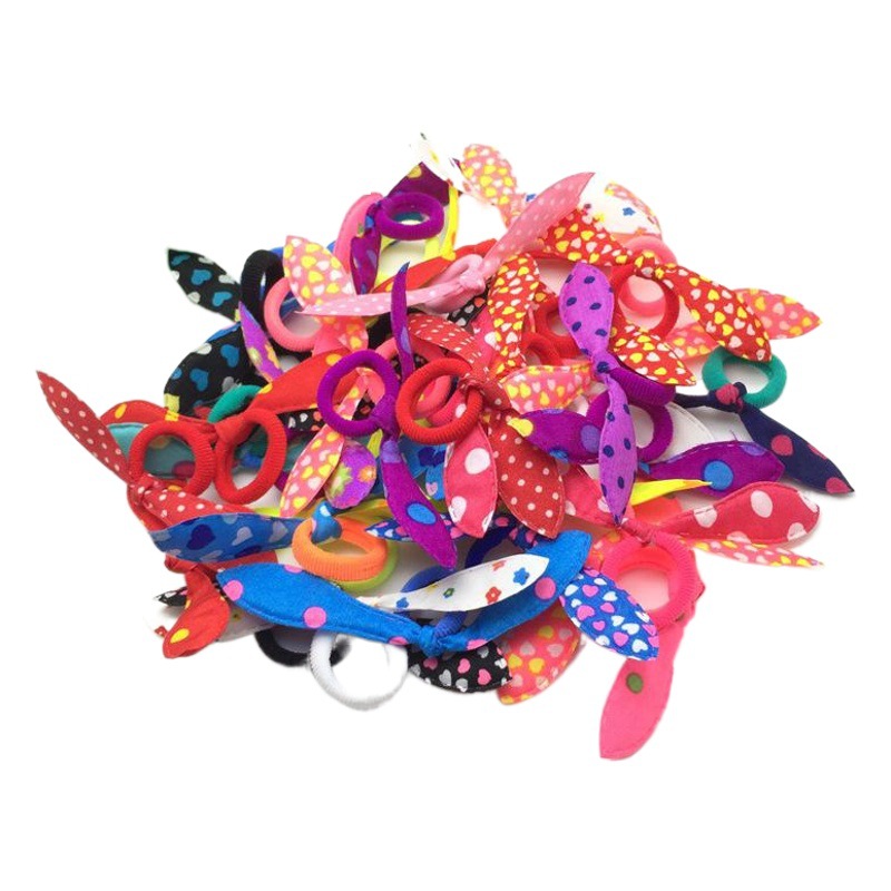 Wholesale Korean Style Children's Towel Hair Rope Rabbit Ears Hair Ring Plaid Rubber Band Korean Hair Accessories Headwear Supply