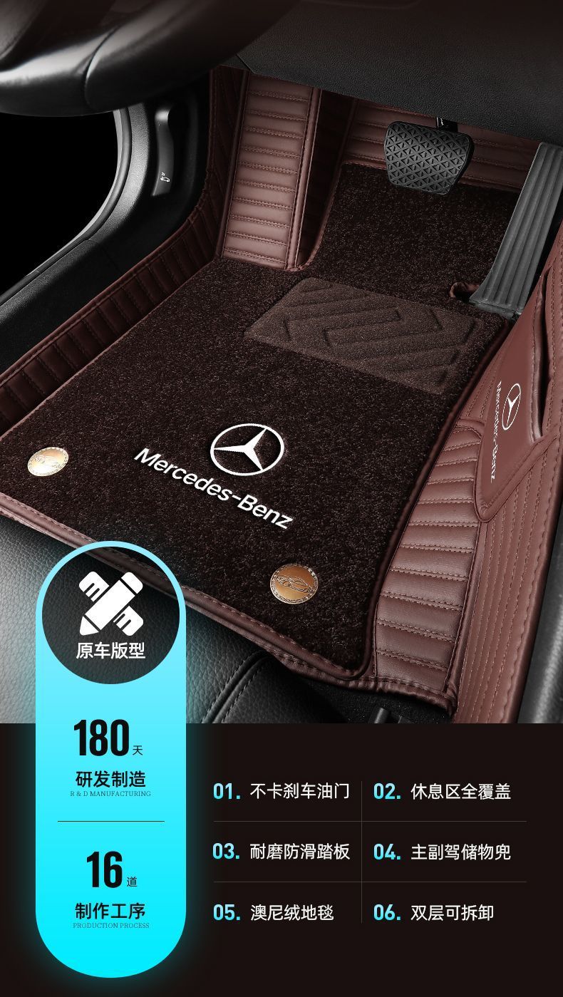 Suitable for Mercedes-Benz E300L C260L C200La200L Glc300L E260L Full-Coverage Car Floor Mats