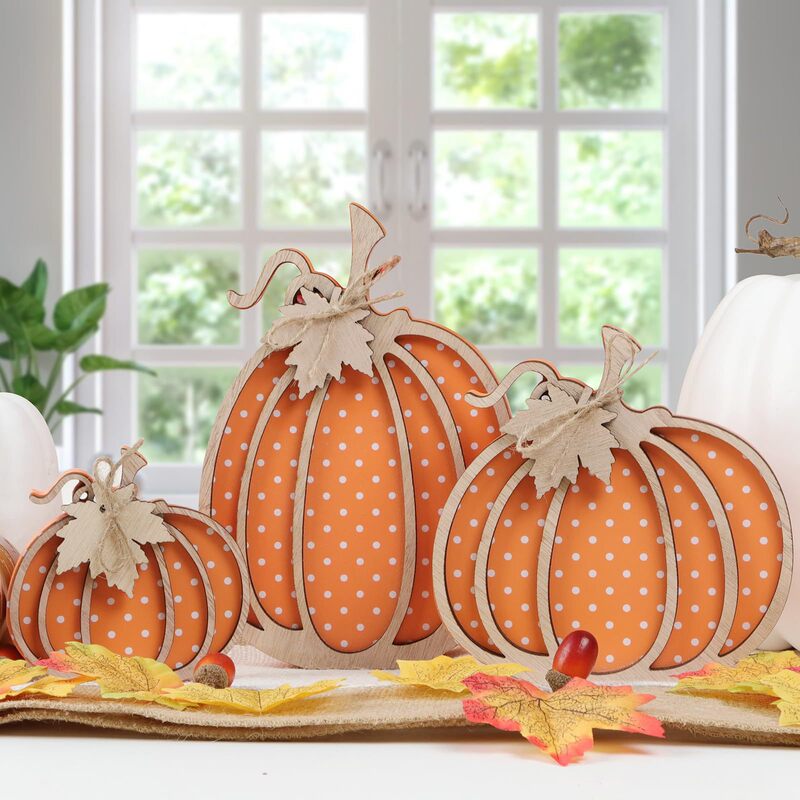 Fall Decor Wooden Pumpkin Wooden Sign Decor Farmhouse Rustic Harvest Fall Desktop Home Kitchen Ornaments