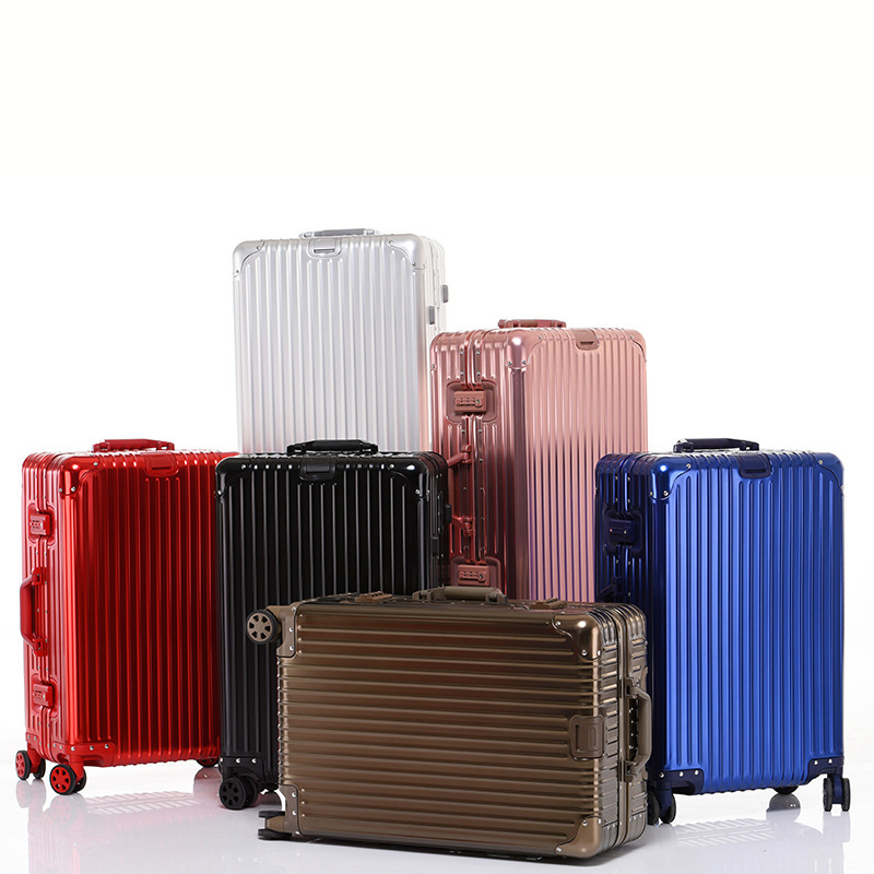 All-Aluminum Magnesium Alloy Suitcase, Trolley Case, Password Boarding Case, Portable Leather Suitcase, Aluminum Frame Travel Case, Pressure-Resistant and Waterproof