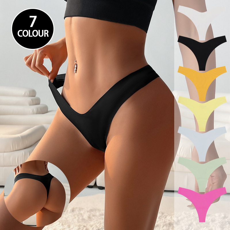 European and American Cross-Border Low-Waist Thong Ice Silk Seamless Women's Sexy Breathable Temptation Underwear Women's Sports Underwear European and American Cross-Border Low-Waist Thong Ice Silk Seamless Women's Sexy Breathable Temptation Underwear Women's Sports Underwear