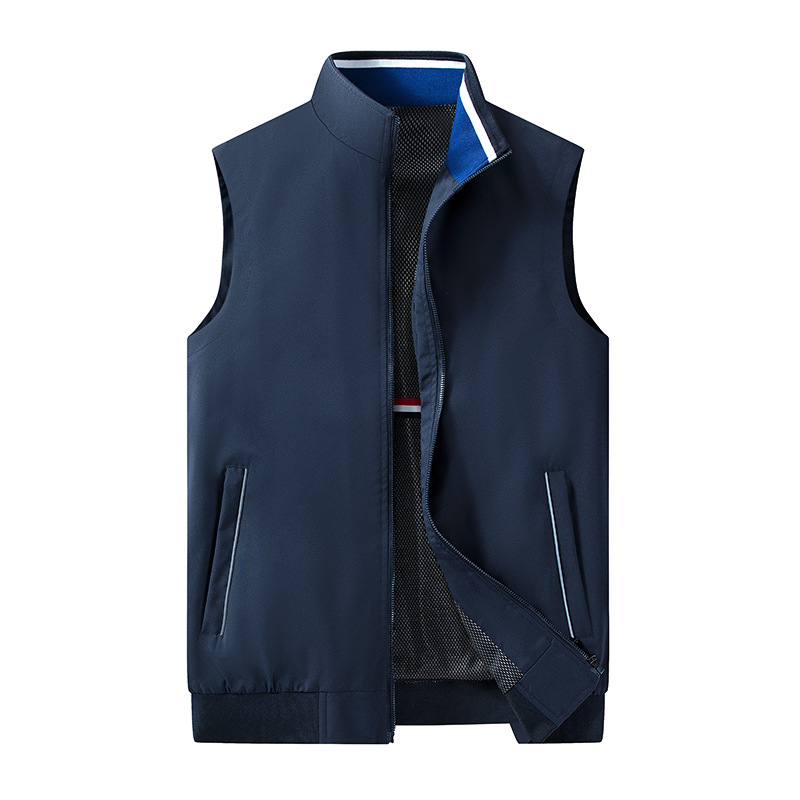 Chaleco masculino primavera y otoño delgado chaleco de secado rápido de mediana edad chaleco de hombro chaleco de cuello sin mangas abrigo casual