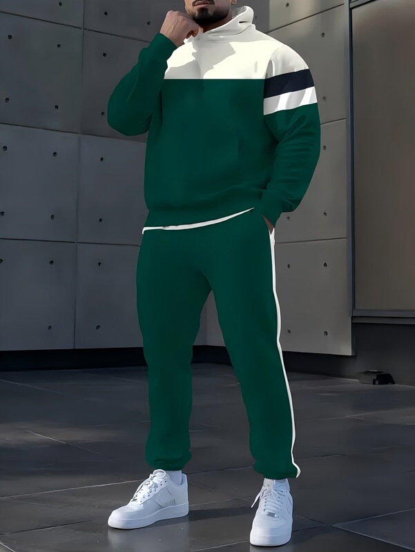 TEMU跨境3D印花男女同款运动服套装休闲连帽卫衣长裤时尚春秋男装|undefined