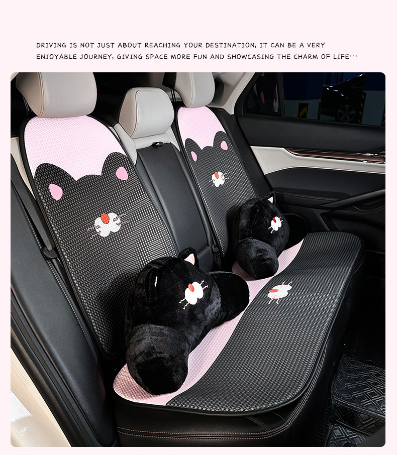 Cartoon Plush Cat Car Lumbar Support, Soft and Comfortable Car Lumbar Cushion, Long-Term Sitting and Not Tired, Car Neck Pillow Pillow