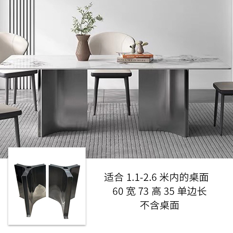 Mesa de acero inoxidable soporte de piernas de mármol base de lujo ligero marco de soporte de tabla de roca mesa redonda pie de mesa larga isla marco de mesa pie de comedor