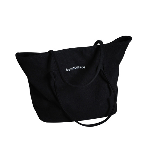 Black and White Minimalist Letter Canvas Bag Korean Style Instagram Canvas Bag Single Shoulder Artistic Versatile Student Large Capacity Canvas Bag