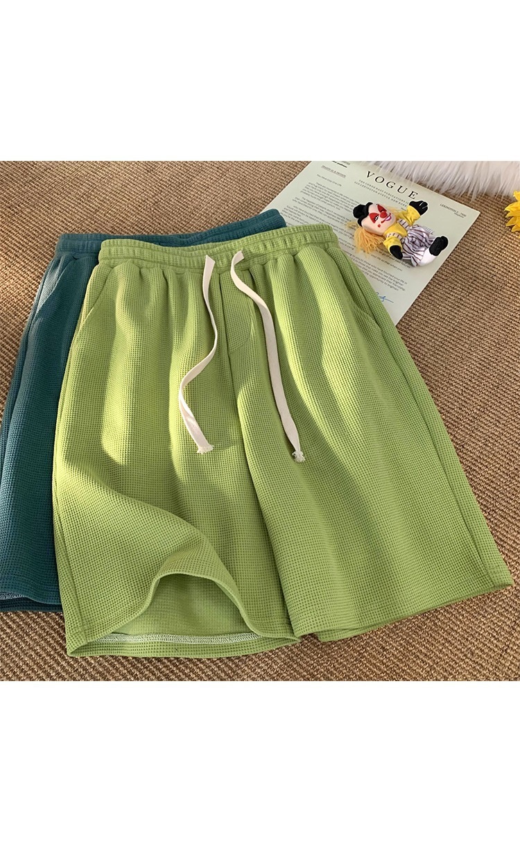 Men's Summer Sports Casual Shorts Loose Plus Size Waffle Five Point Pants New Style_viptrois.com