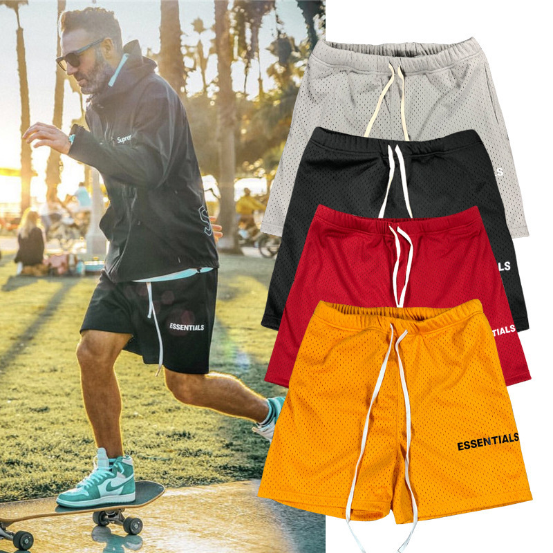 FEAR OF GOD ESSENTIALS Double-Layer Mesh Shorts Men's Quick-Drying Sports Casual Shorts (5/8" Pants)