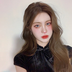 新款中分假髮女自然蓬鬆中長發修臉八字無劉海韓式微卷全頭套式款