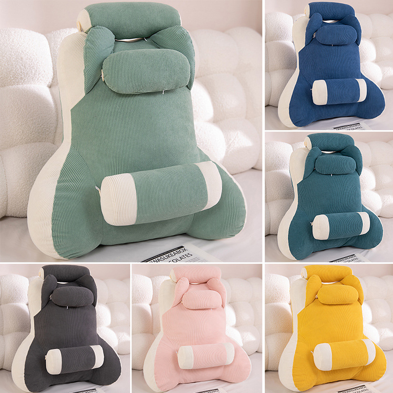 Waist-Protecting Bedside Cushion, Bedroom Pillow, Semi-Lying Dormitory Bed, Decompression Three-Pillow Large Backrest, Soft Bedside Cushion for Pregnant Women