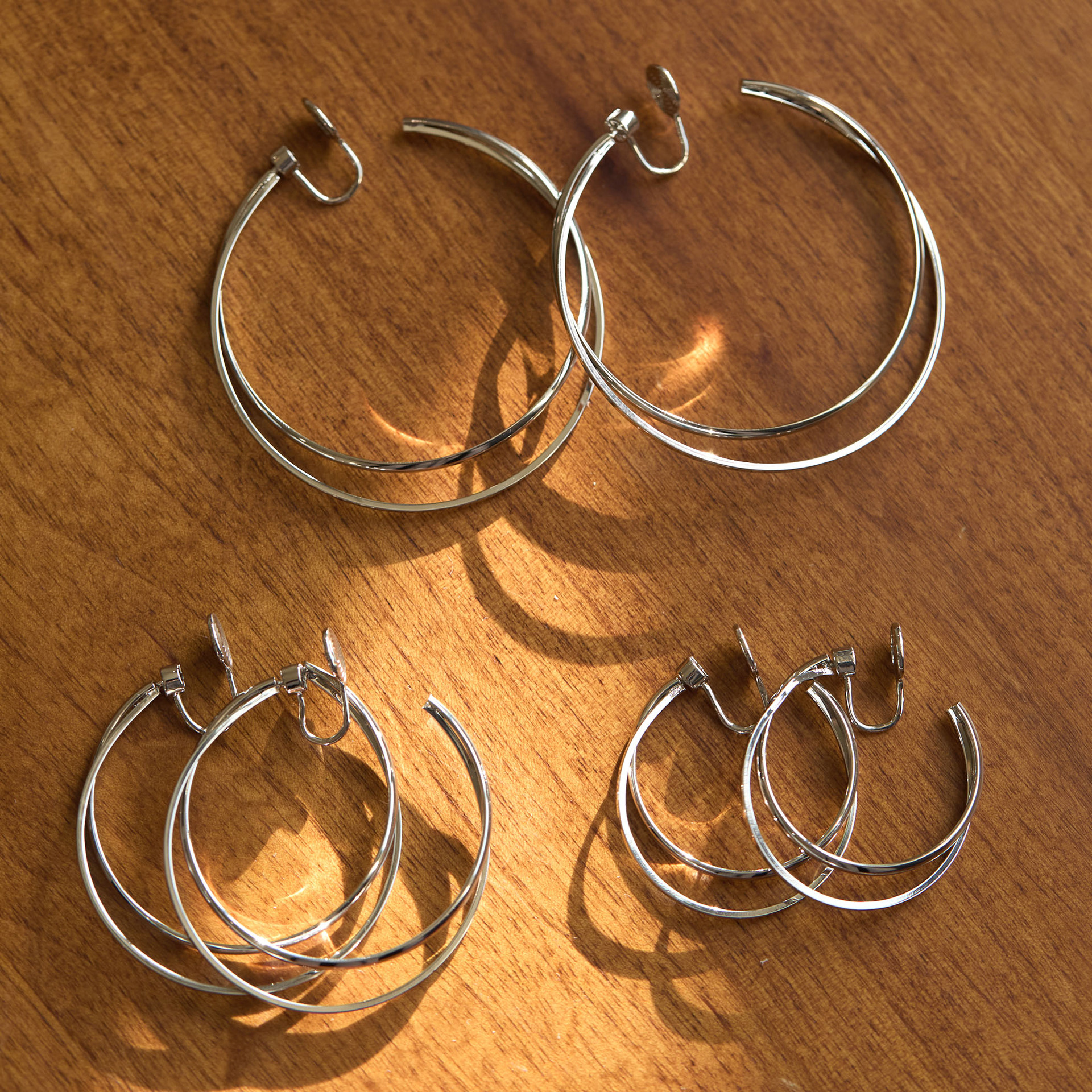 Metal Double-Layer Hoop Earrings for Women, Accessible Luxury, High-End Elegant, Large Earrings, Plain Hoop Earrings, Mosquito Coil Disc Ear Clips