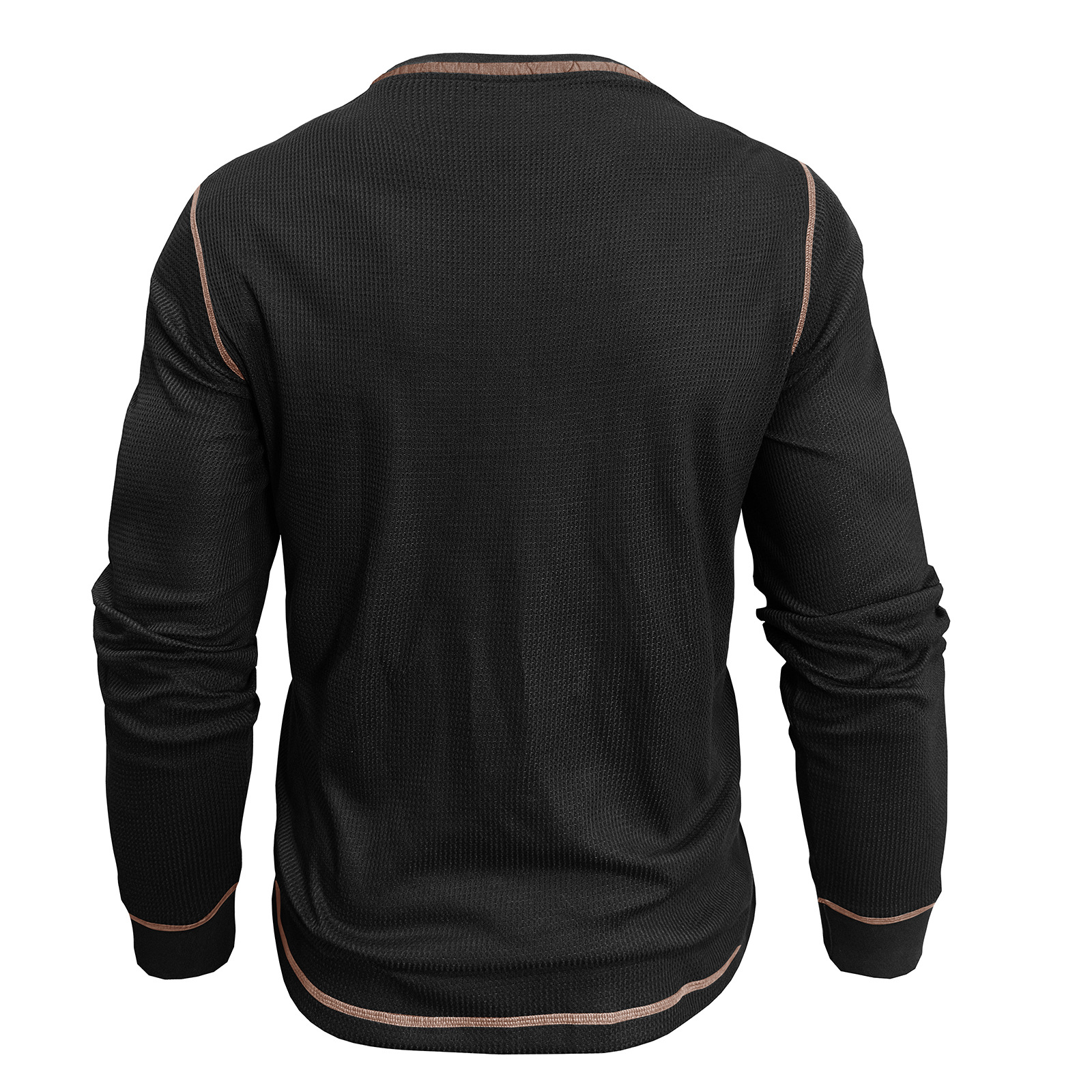 K Men's Round Neck Contrasting Long Sleeved Polo Shirt T-shirt Sweatshirt Retro Base Henley Collar Top_viptrois.com