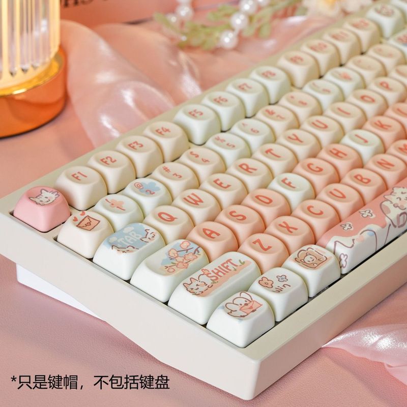 Firehead モンスターメカニカルキーボードキーキャップイチゴ子猫テーマ女の子昇華磁気軸ユニバーサルカスタマイズされた小さなコンプリートセット|undefined