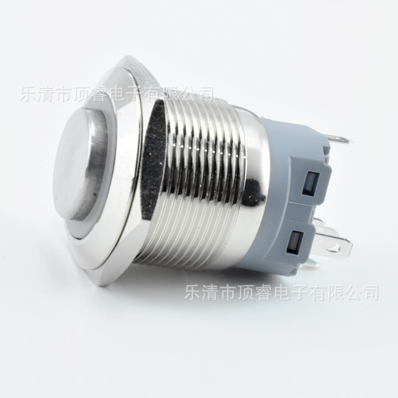 22mm带环形灯高头自复位  金属按钮开关 5插脚 防水 可焊接/插端