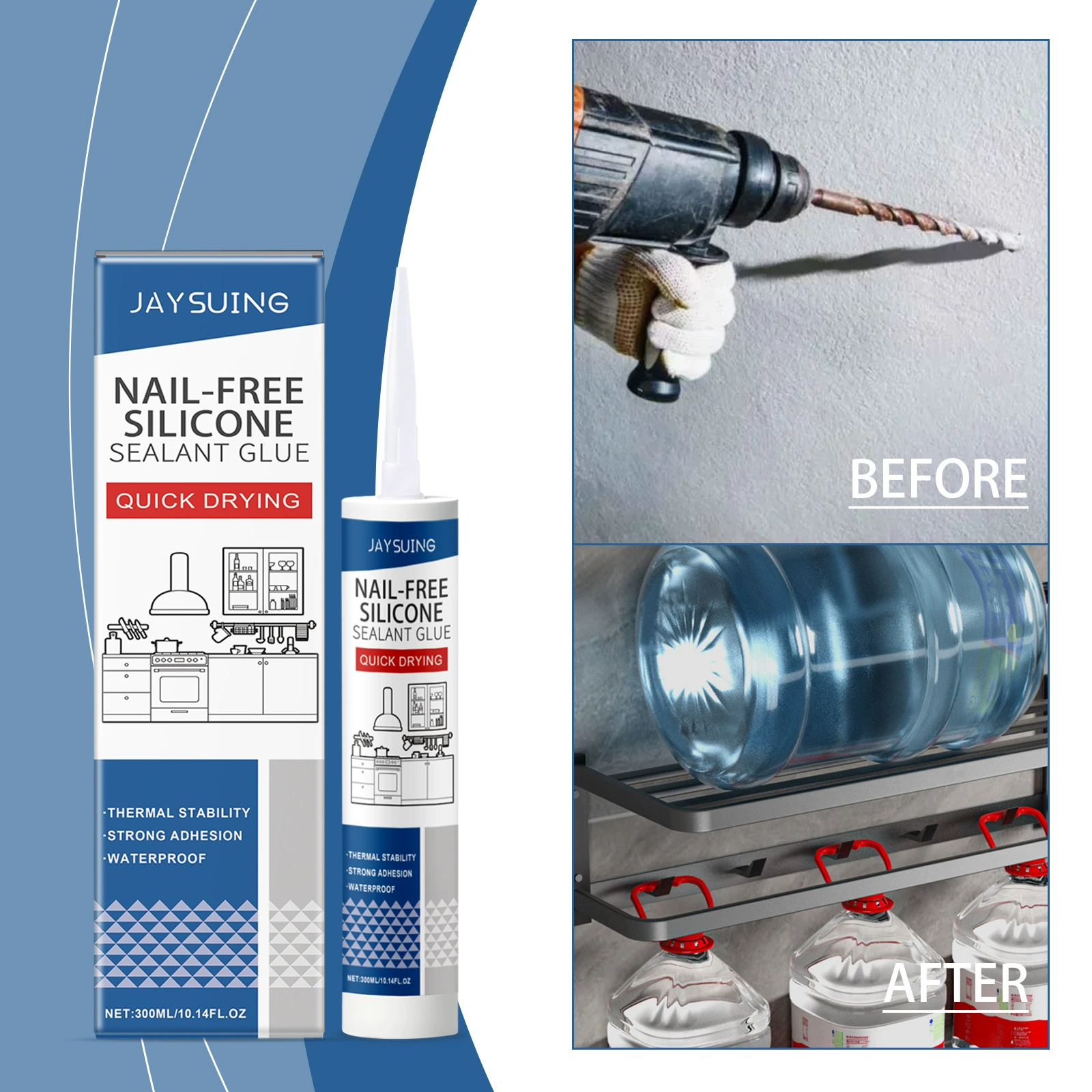Jaysuing Безгвоздный силиконовый герметик для домашнего дерева металл керамический пластик для домашнего уплотнения