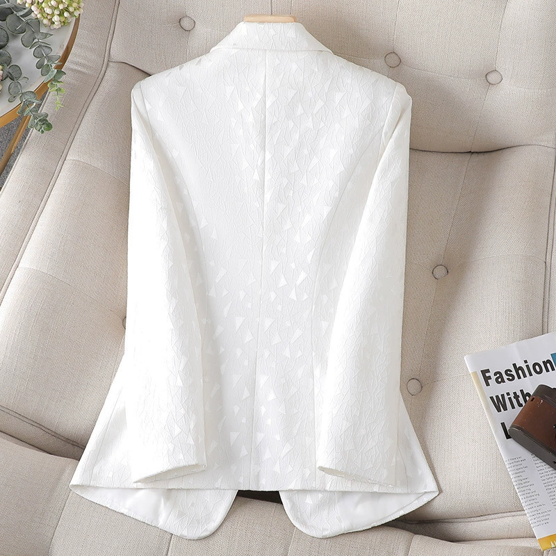 Белый демисезонный модный короткий классический пиджак костюма, slim fit, городской стиль