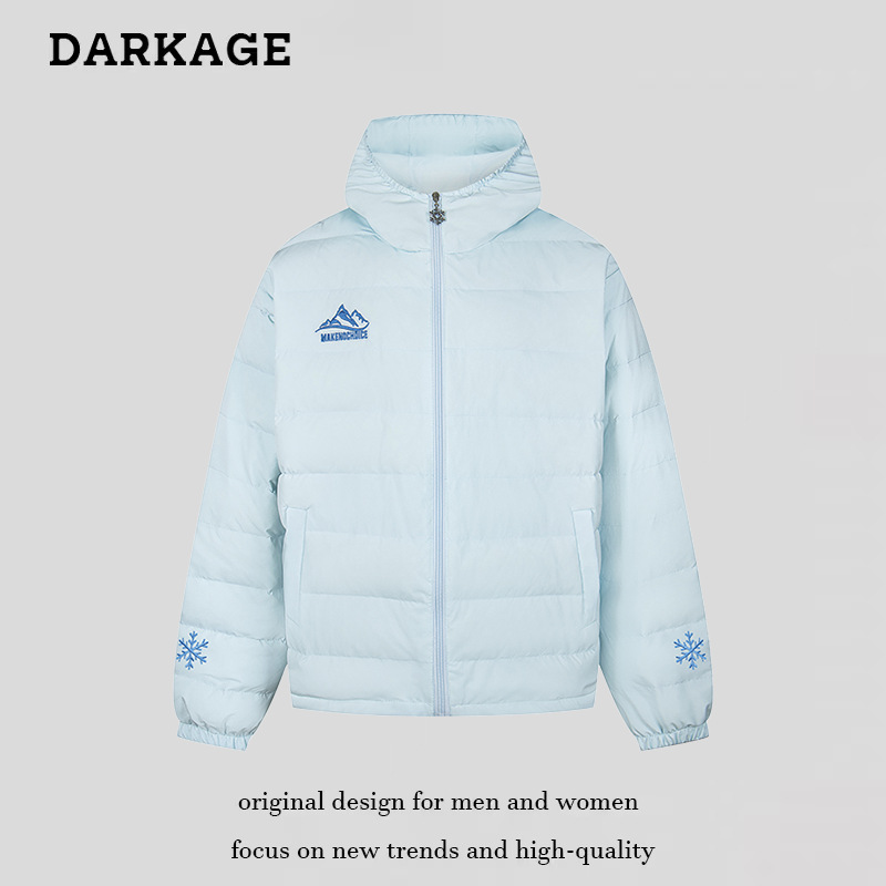 American Embroidery Hooded Snowflake down Jacket Women's 2025 Winter New Casual Loose Thickened Warm down Jacket