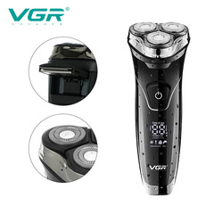 VGR318 Three-Head Electric Shaver, Full-Body Washable Home Use Digital Charging Razor, Beard Trimmer