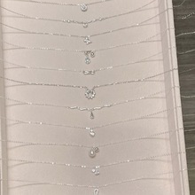 S925纯银水晶项链精致微镶锆石项链冷淡风小众时尚百搭颈链锁骨链