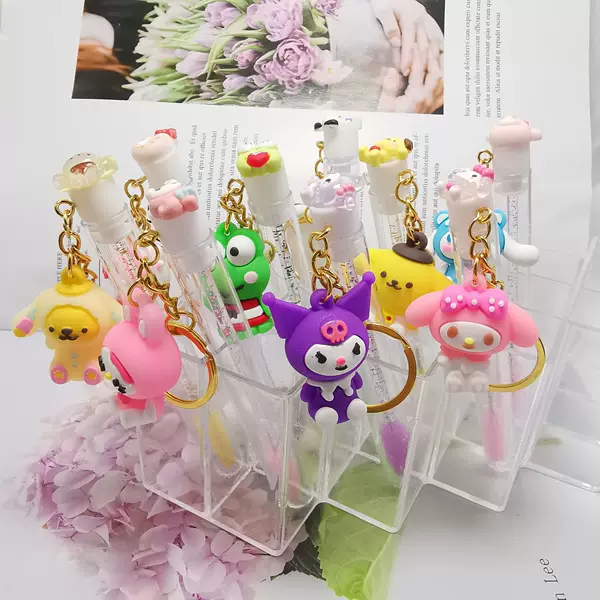 Grafted False Eyelash Brush Tube, Individually Packaged Disposable Eyelash Brush, Makeup Brush, Test Tube with Keychain, Portable Eyebrow Brush