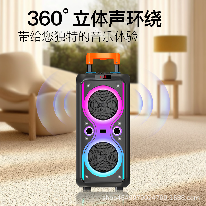 新しいダブル10インチ屋外bluetoothスピーカー家庭用サブウーファKTVスピーカー多機能bluetoothカード大音量|undefined