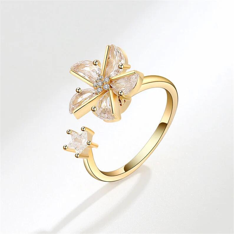 Fashion Geometric Copper Diamond Zircon Rings
