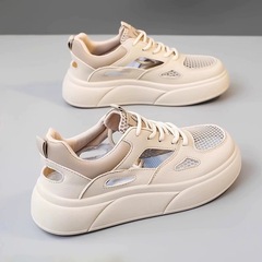小白鞋女2025春夏季新款厚底鏤空透氣百搭休閒洞洞鞋運動網鞋