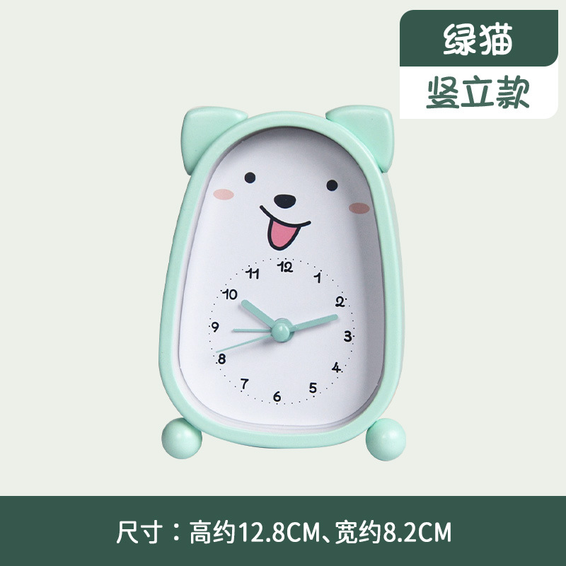 Reloj despertador pequeño diseño de animal cute, silencioso – decoración para mesita de noche, para estudiantes.