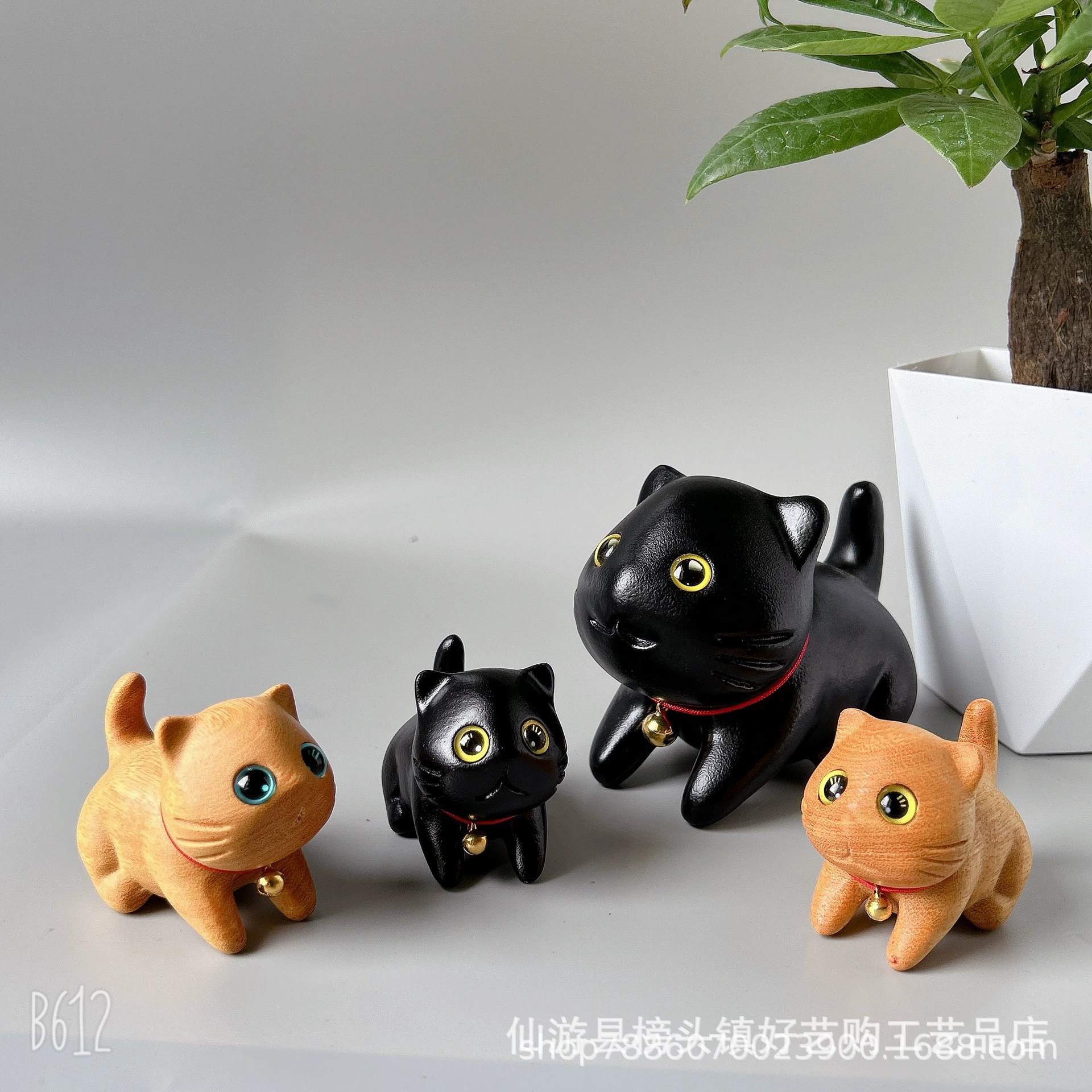 Золотой сандалwood кот парень кот цельное дерево кот мультфильм милый кот украшение подарки родственники резьба по дереву кота Интернет-знаменитость кот