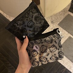 透明网纱kitty化妆包便携外出补妆包收纳旅行实用零钱包耳机包女