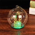定制圣诞玻璃球罩挂件/带LED灯圣诞玻璃球摆件/圣诞玻璃装饰品