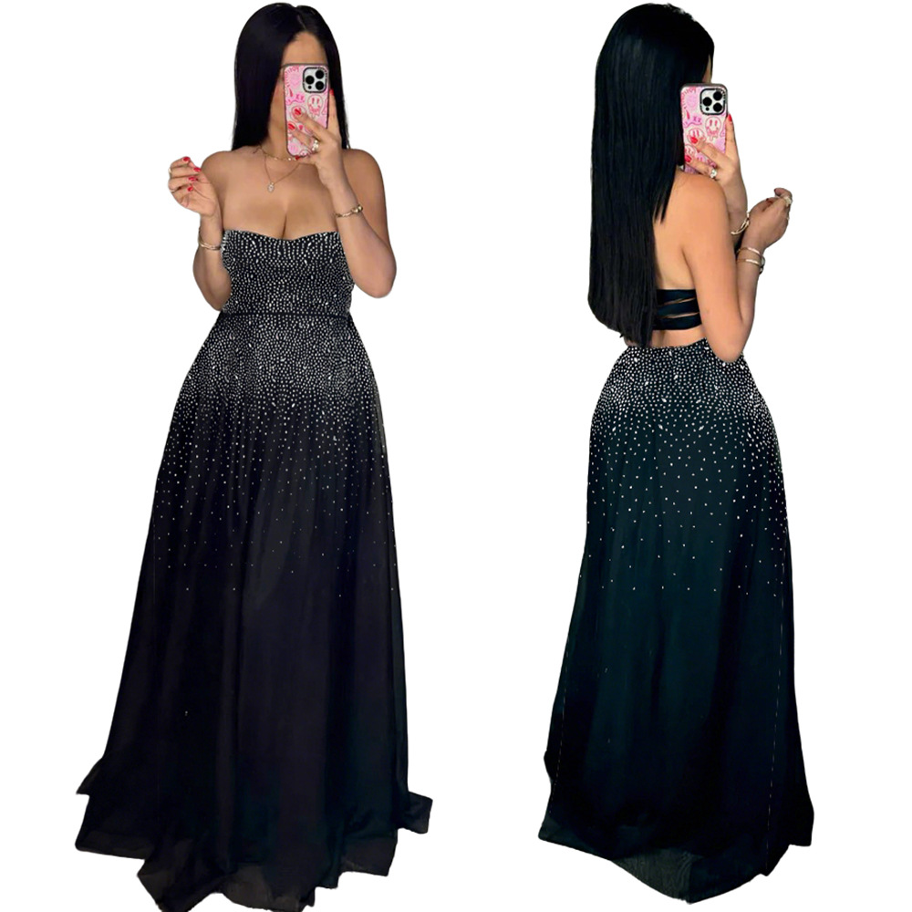 Strapless Bodycon Bandage Dress With Rhinestone Detail For Night Out Party Cocktail Club_ecoleips.com