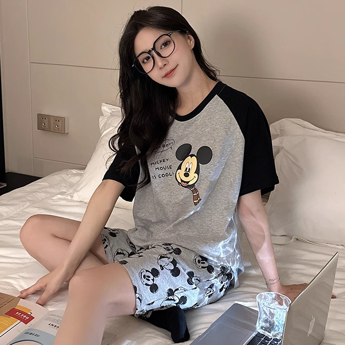 더블 짧은 블랙 그레이 스카프 미키