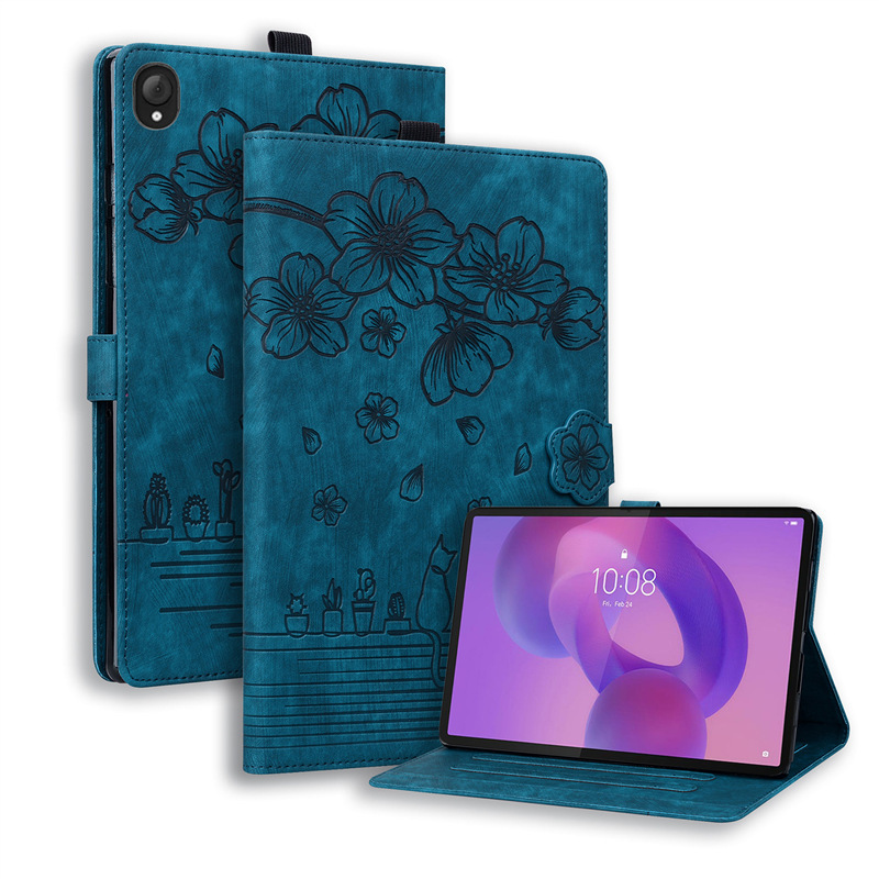 Suitable for Tecno Megapad Pro Tablet Leather Case Samsung A11+/A9Plus Sakura Cat Stand Protective Case