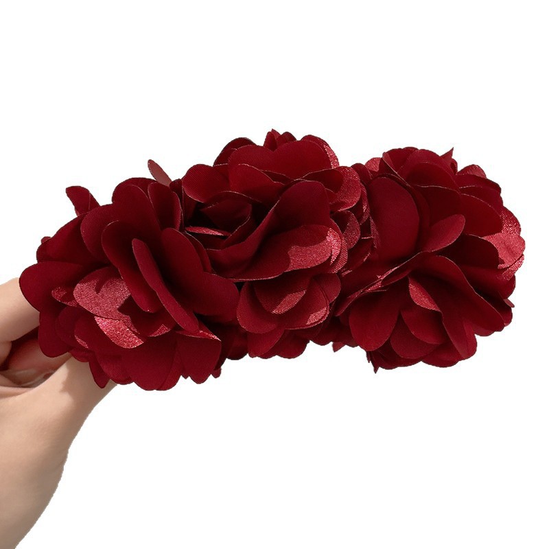 Yi Mengling el mismo temperamento cráneo alto esponjoso cauda de caballo agarrar clip de plátano rojo tocado de cabello flores image 6